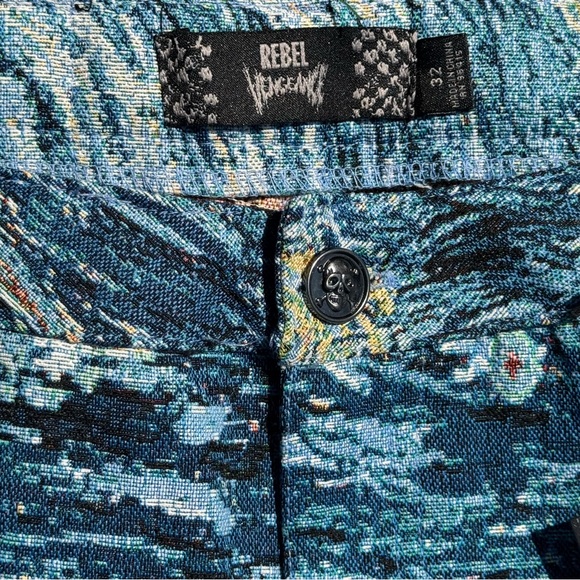 Rebel Vengeance Starry Night Tapestry Cargo Pants Size 32 Artistic Streetwear - Picture 6 of 16